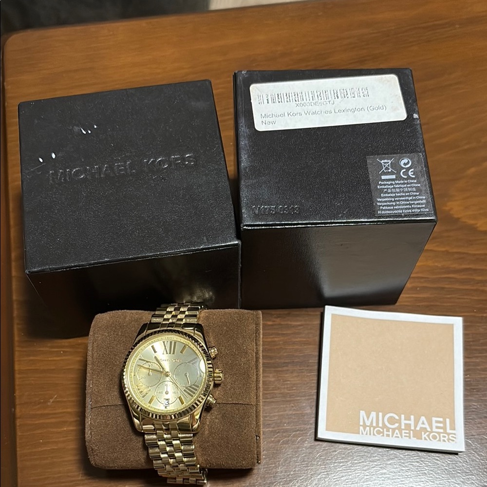 michael kors lexington womens gold watch like new